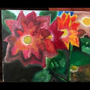 Hand oil painting -Flowers at noon
